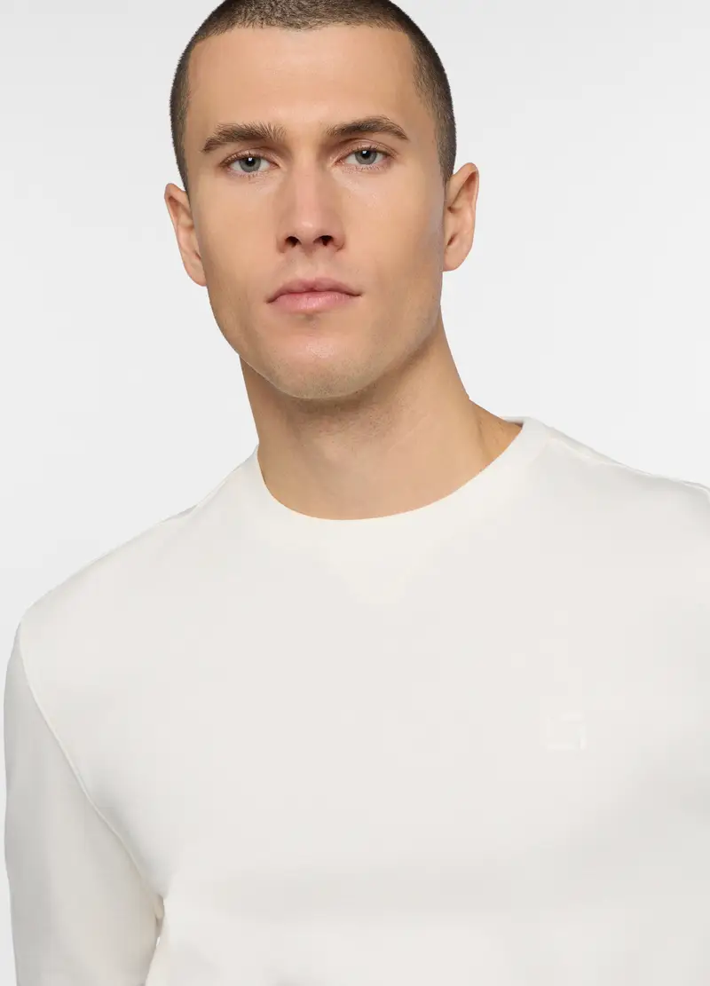 Felpa Girocollo In Cotone Uomo, Unisex, Bianco latte miniatura 3