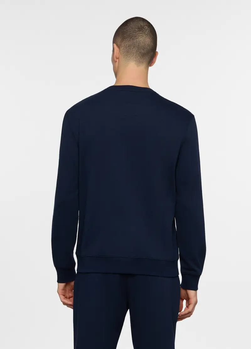 Felpa Girocollo In Cotone Uomo, Unisex, Blu scuro miniatura 2