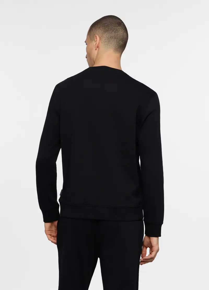 Felpa Girocollo In Cotone Uomo, Unisex, Nero miniatura 2