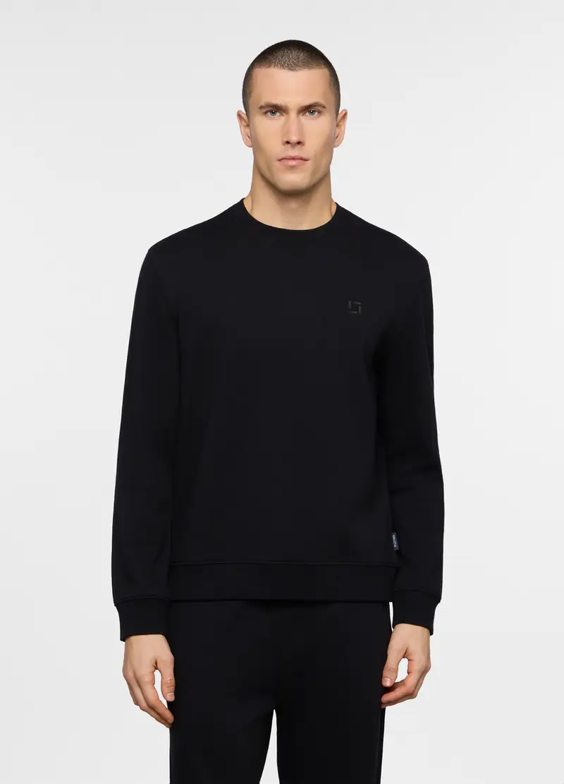 Felpa Girocollo In Cotone Uomo, Unisex, Nero
