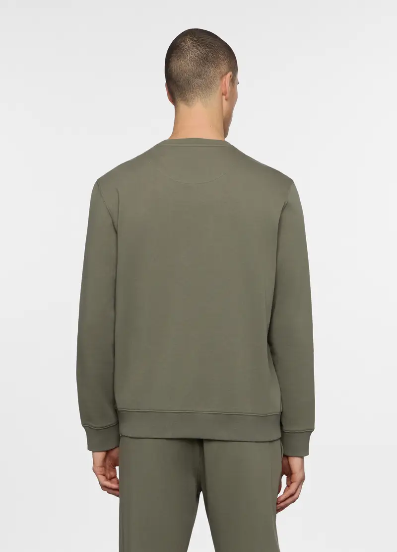 Felpa Girocollo In Cotone Uomo, Unisex, Verde militare miniatura 2