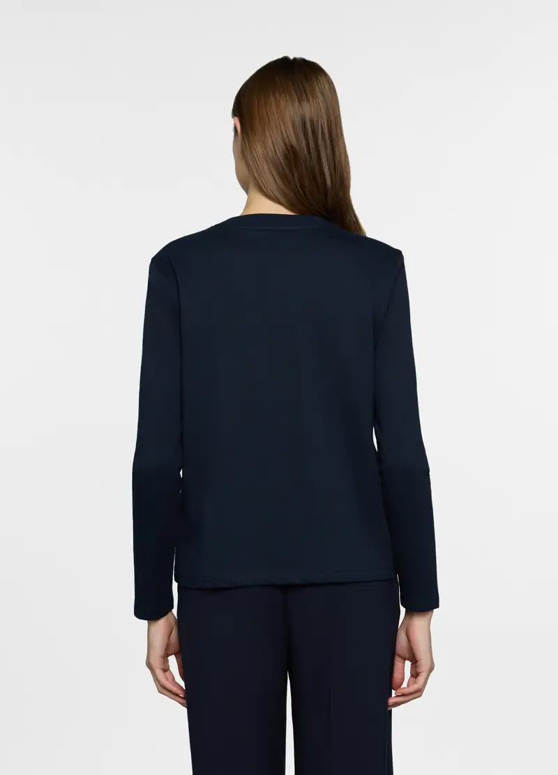 Felpa Girocollo In French Terry Donna, Blu scuro miniatura 2