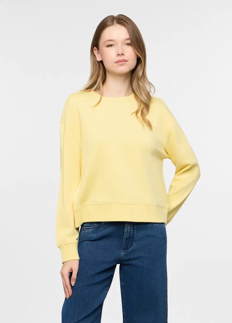 Felpa Girocollo In French Terry Donna, Giallo chiaro