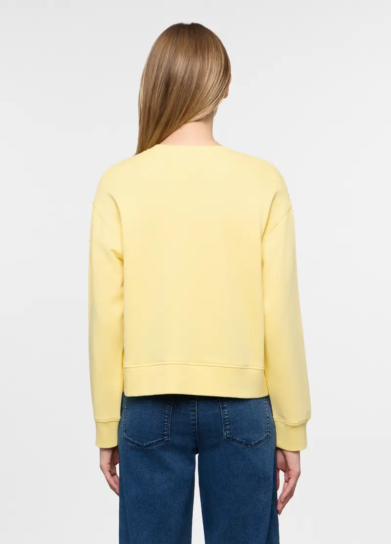 Felpa Girocollo In French Terry Donna, Giallo chiaro miniatura 2