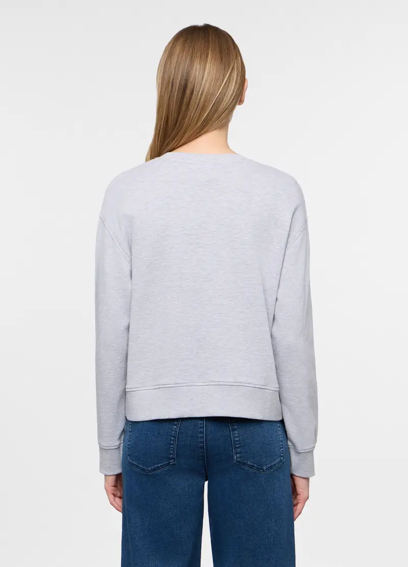 Felpa Girocollo In French Terry Donna, Grigio chiaro melange miniatura 2