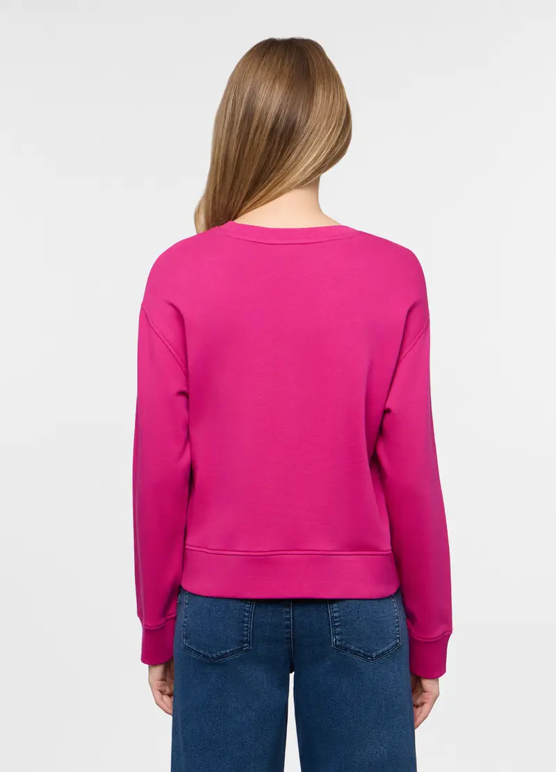Felpa Girocollo In French Terry Donna, Rosa fuxia miniatura 2