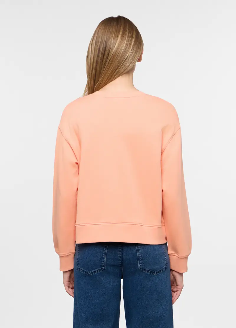 Felpa Girocollo In French Terry Donna, Rosa pompelmo miniatura 2