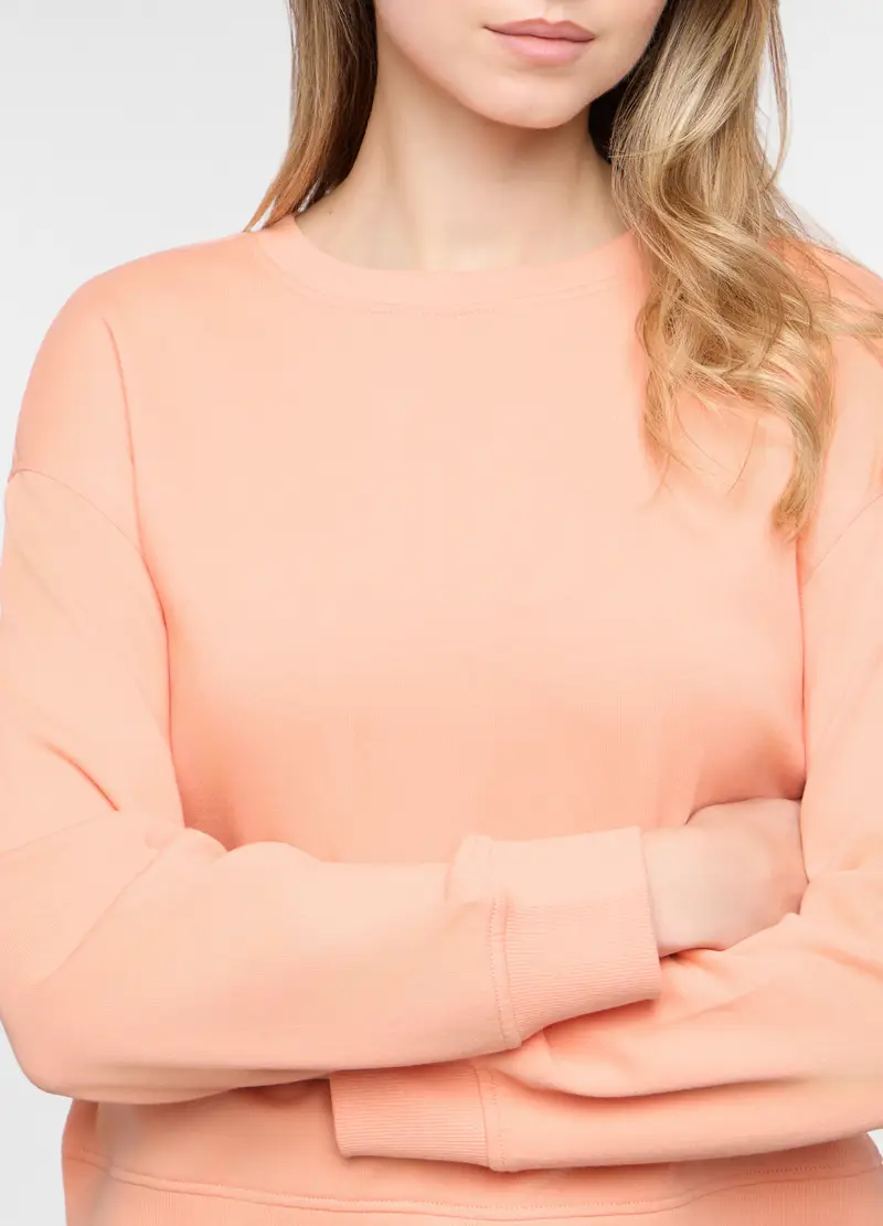 Felpa Girocollo In French Terry Donna, Rosa pompelmo miniatura 3