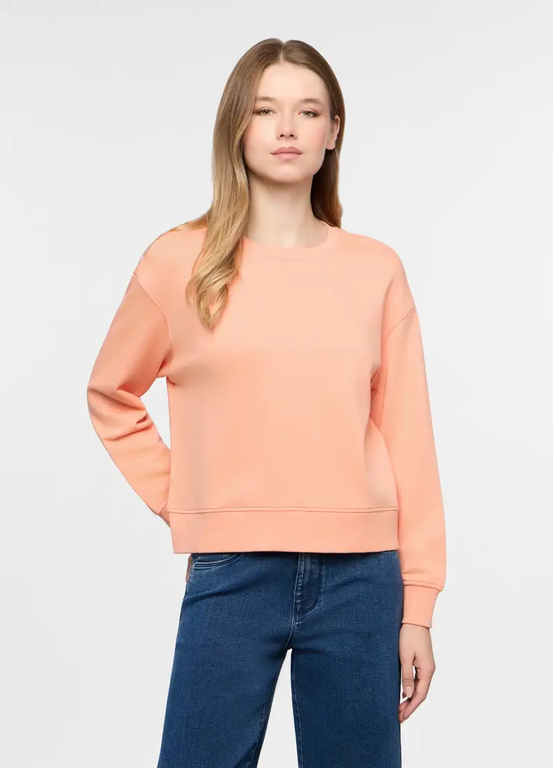 Felpa Girocollo In French Terry Donna, Rosa pompelmo