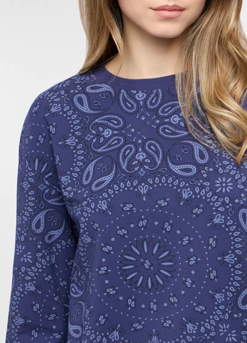 Felpa Girocollo In French Terry Stretch Donna, Blu scuro miniatura 3