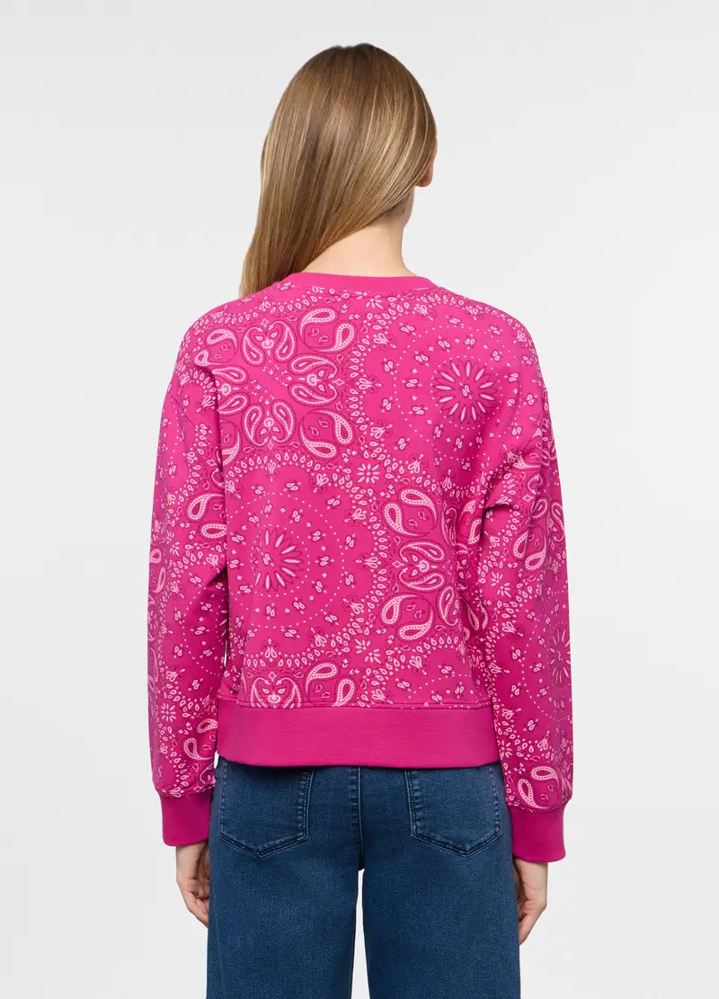 Felpa Girocollo In French Terry Stretch Donna, Rosa fuxia miniatura 2