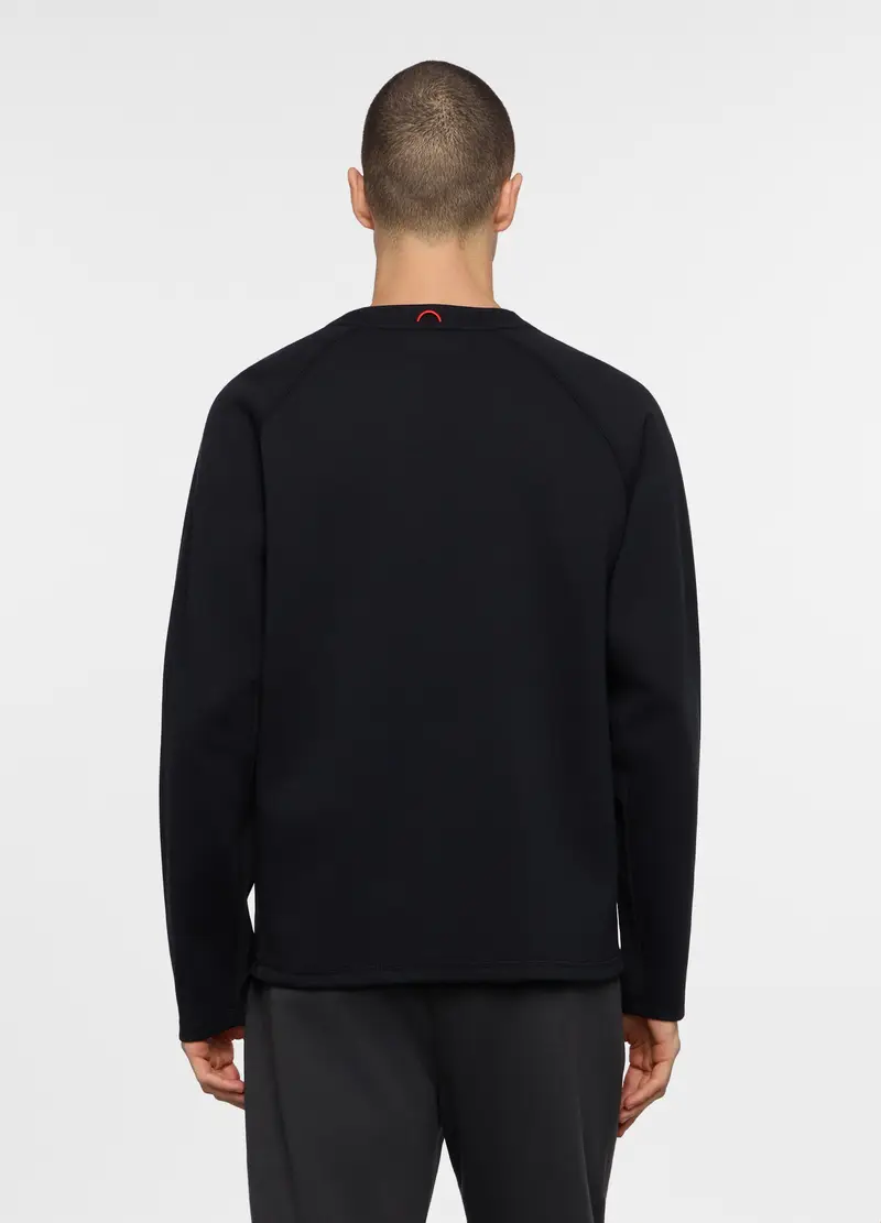 Felpa Girocollo In Interlock Misto Cotone Uomo, Unisex, Nero miniatura 2