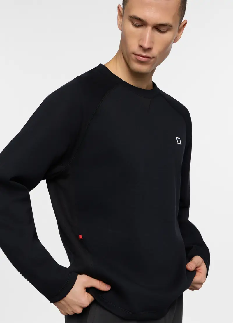 Felpa Girocollo In Interlock Misto Cotone Uomo, Unisex, Nero miniatura 3