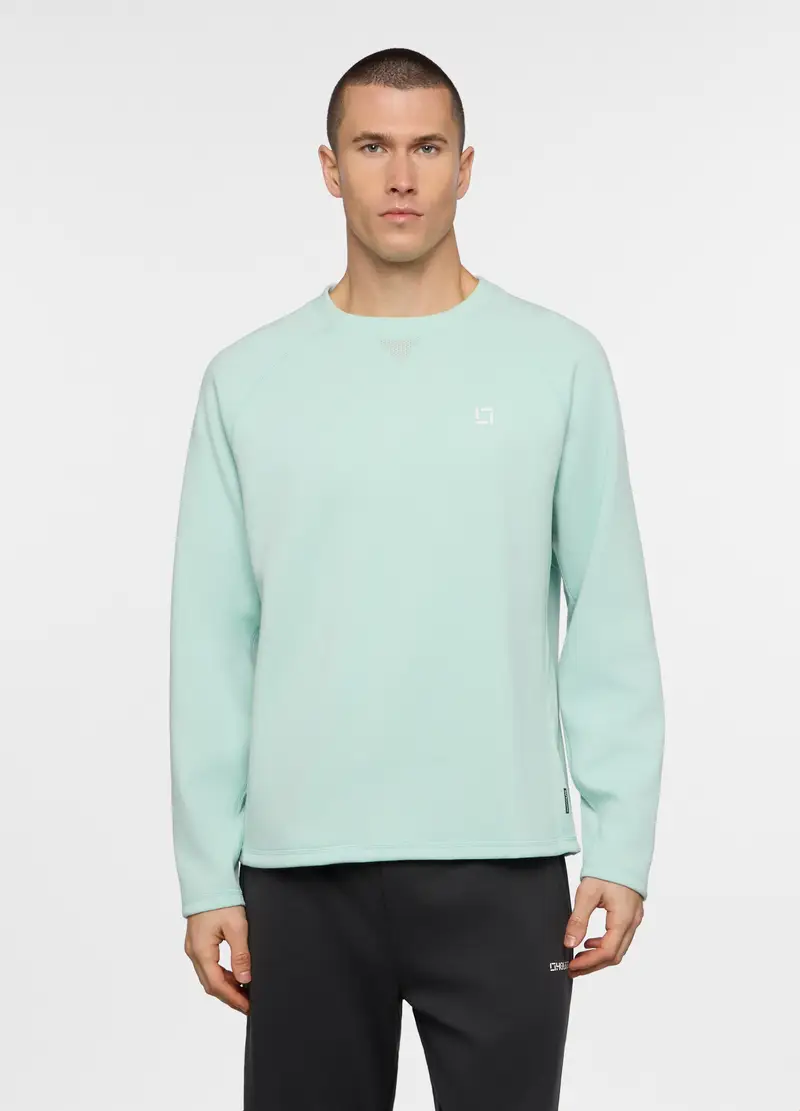 Felpa Girocollo In Interlock Misto Cotone Uomo, Unisex, Verde acqua