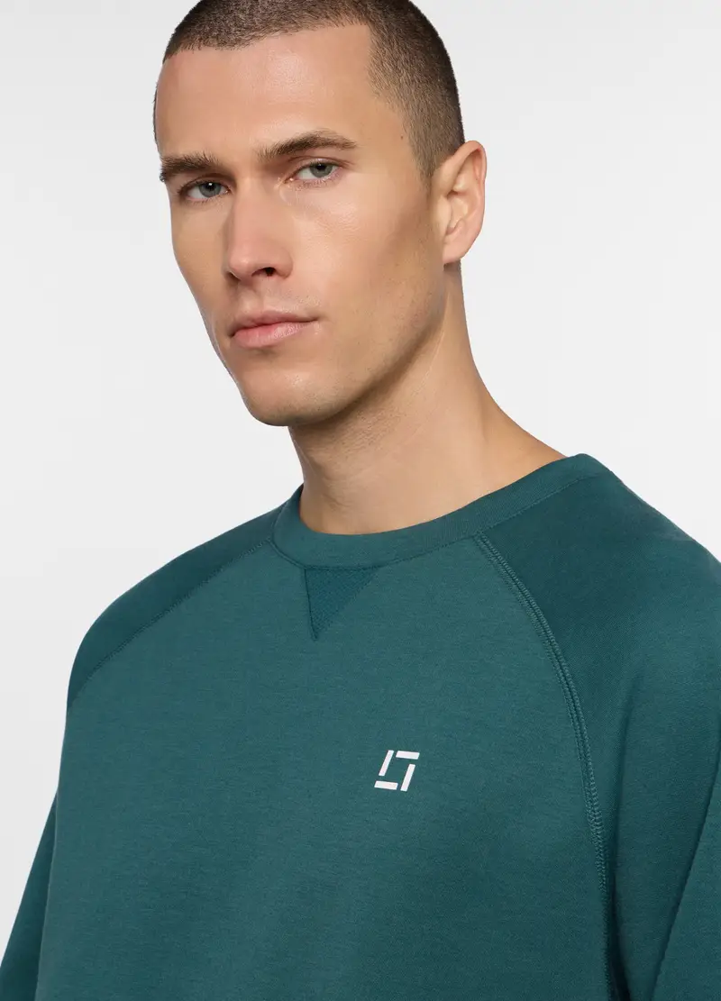 Felpa Girocollo In Interlock Misto Cotone Uomo, Unisex, Verde ottanio miniatura 3