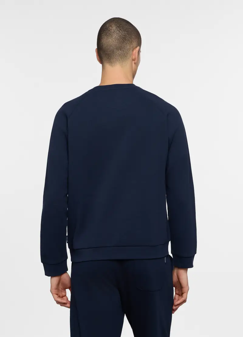 Felpa Girocollo In Interlock Uomo, Unisex, Blu navy miniatura 2
