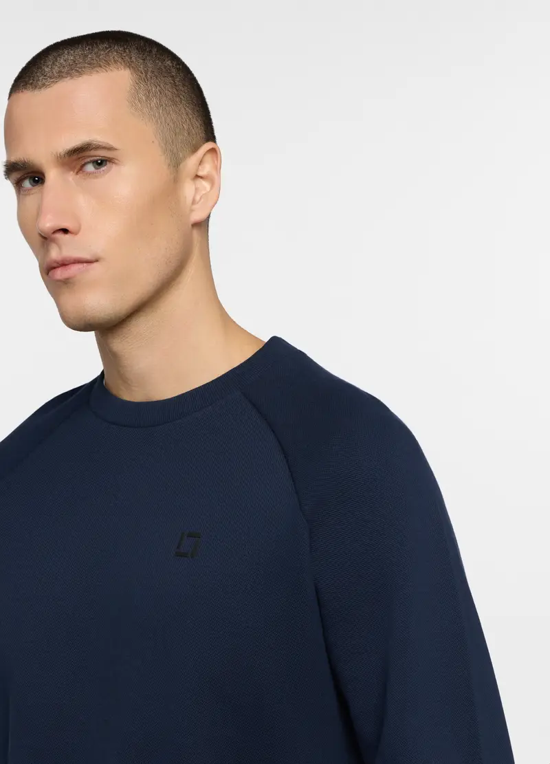 Felpa Girocollo In Interlock Uomo, Unisex, Blu navy miniatura 3