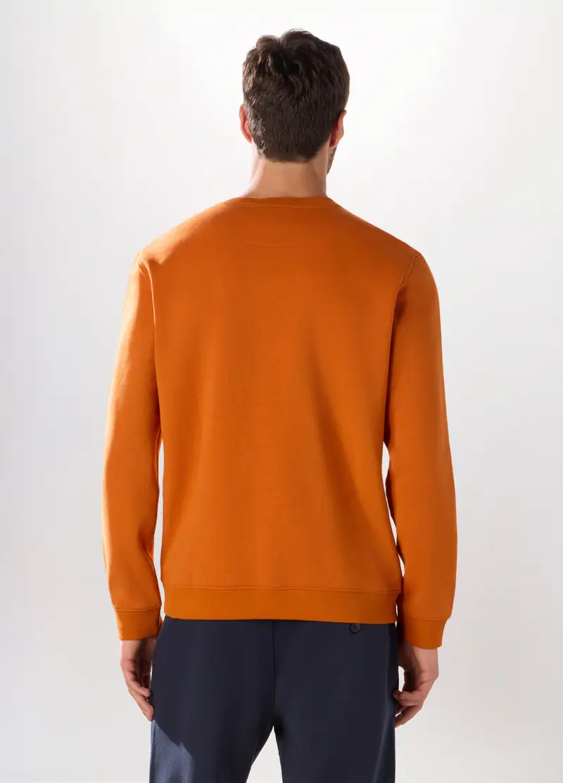 Felpa Girocollo In Misto Cotone Uomo, Unisex, Arancione tangerine miniatura 2