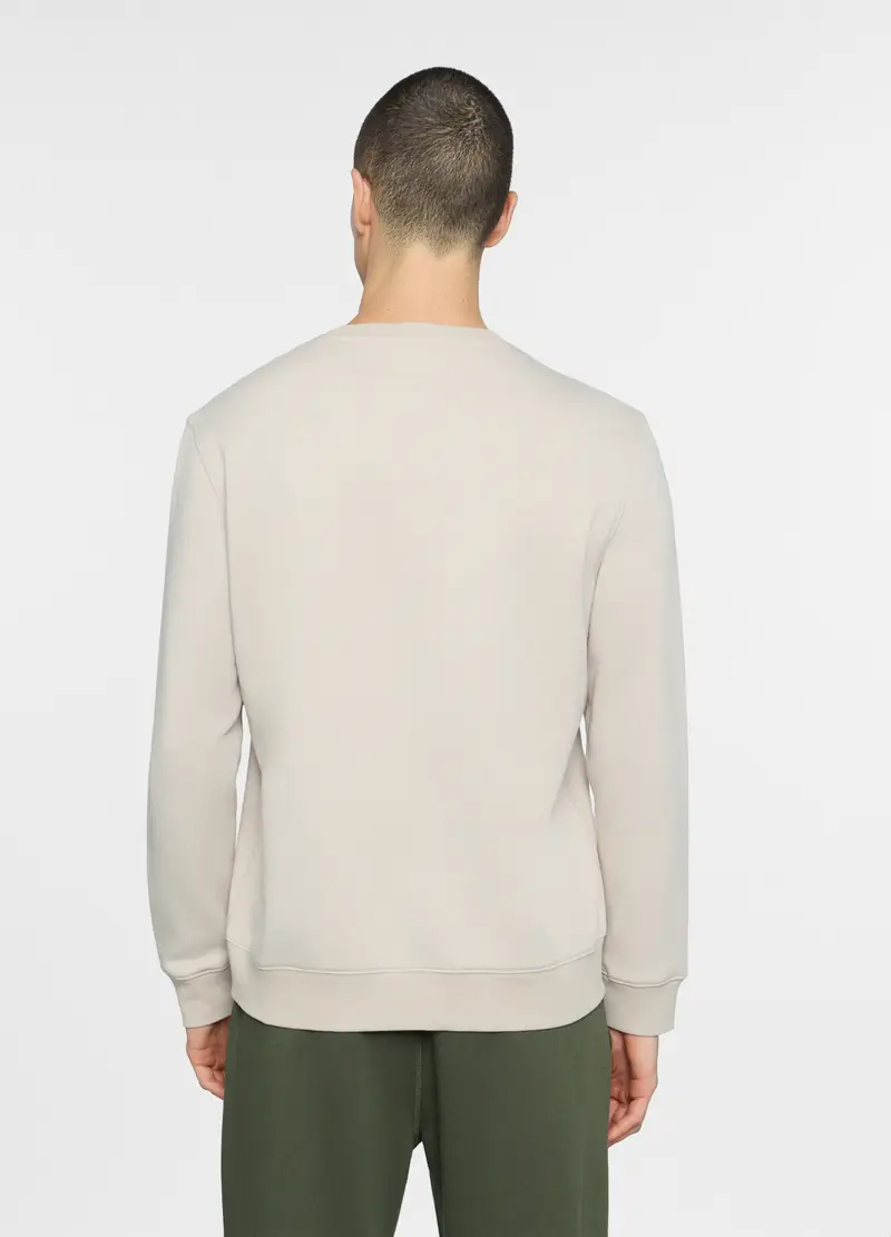 Felpa Girocollo In Misto Cotone Uomo, Unisex, Beige chiaro miniatura 2