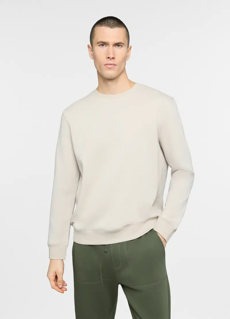 Felpa Girocollo In Misto Cotone Uomo, Unisex, Beige chiaro