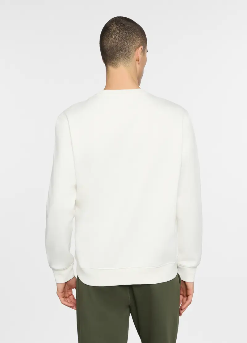 Felpa Girocollo In Misto Cotone Uomo, Unisex, Bianco miniatura 2