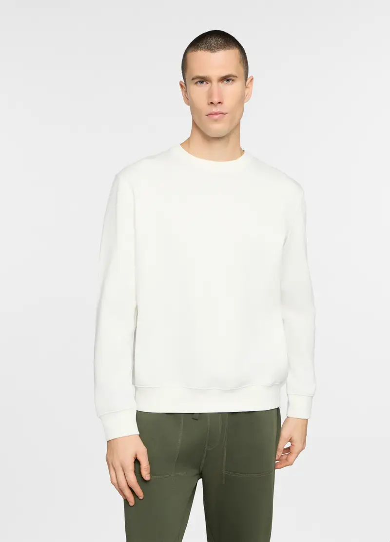 Felpa Girocollo In Misto Cotone Uomo, Unisex, Bianco