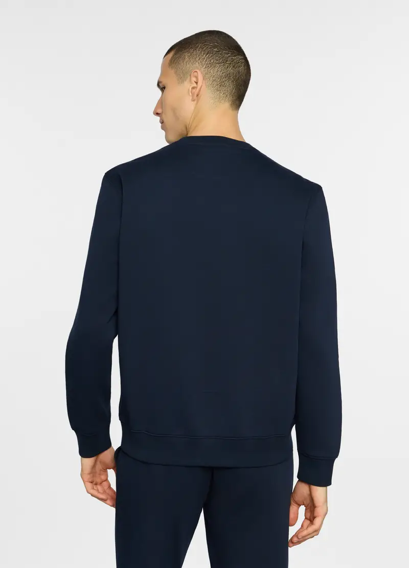 Felpa Girocollo In Misto Cotone Uomo, Unisex, Blu navy miniatura 2