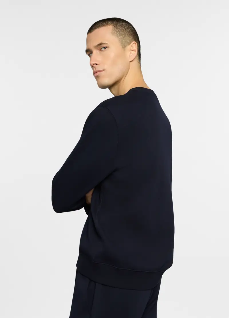 Felpa Girocollo In Misto Cotone Uomo, Unisex, Blu scuro miniatura 2