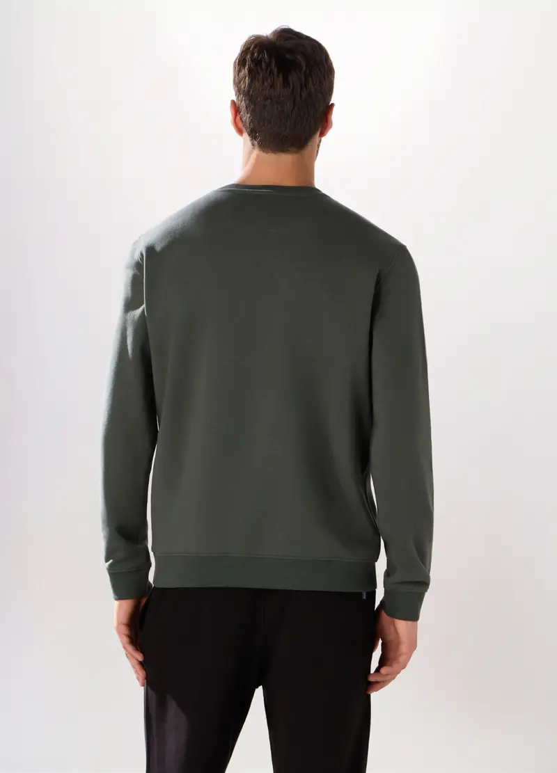 Felpa Girocollo In Misto Cotone Uomo, Unisex, Grigio antracite miniatura 2