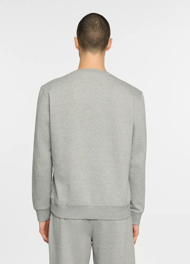 Felpa Girocollo In Misto Cotone Uomo, Unisex, Grigio chiaro melange miniatura 2