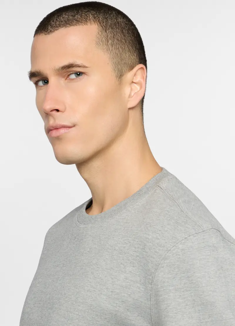 Felpa Girocollo In Misto Cotone Uomo, Unisex, Grigio chiaro melange miniatura 3