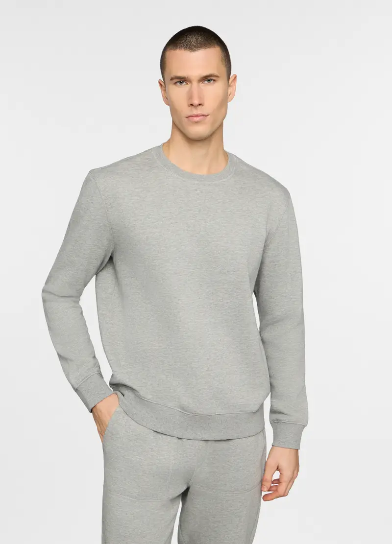 Felpa Girocollo In Misto Cotone Uomo, Unisex, Grigio chiaro melange