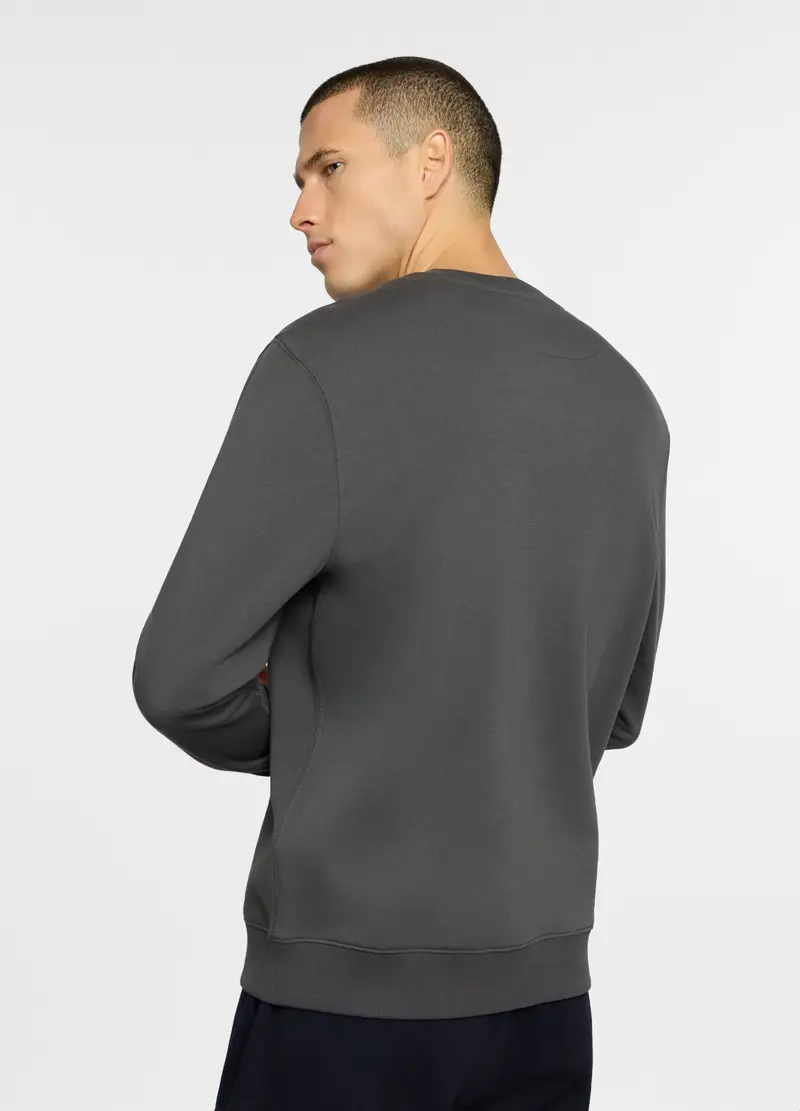 Felpa Girocollo In Misto Cotone Uomo, Unisex, Grigio scuro miniatura 2