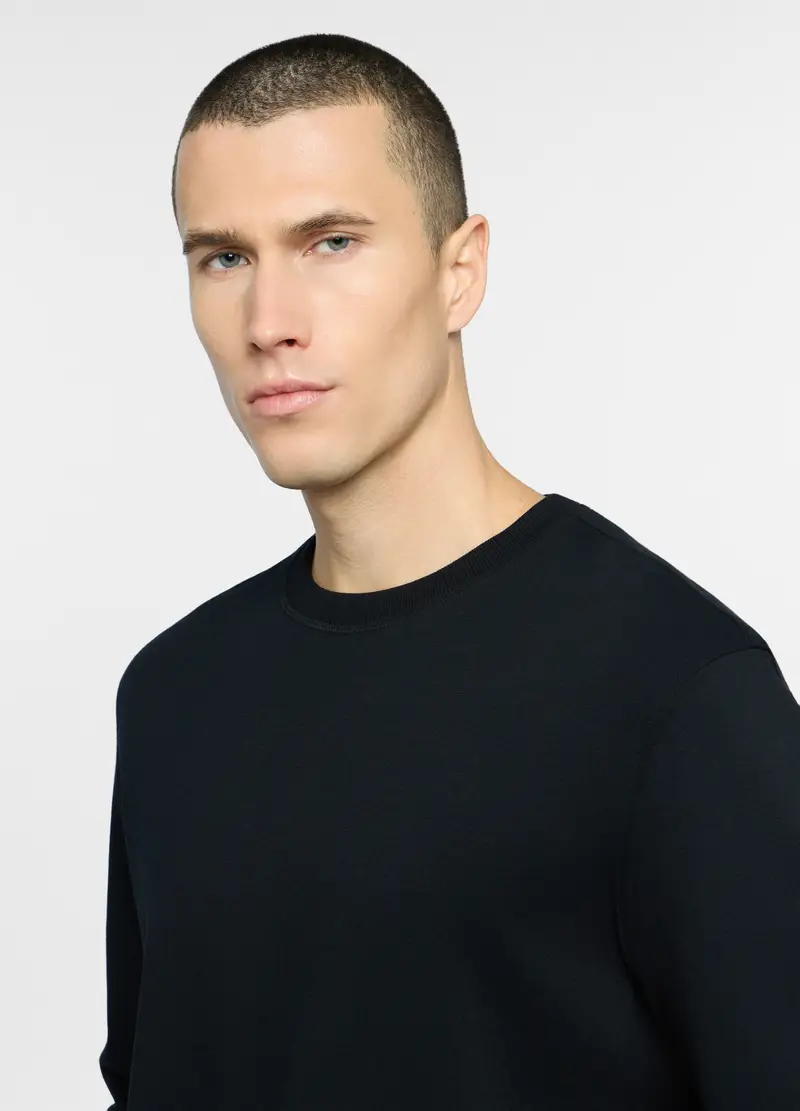 Felpa Girocollo In Misto Cotone Uomo, Unisex, Nero miniatura 3