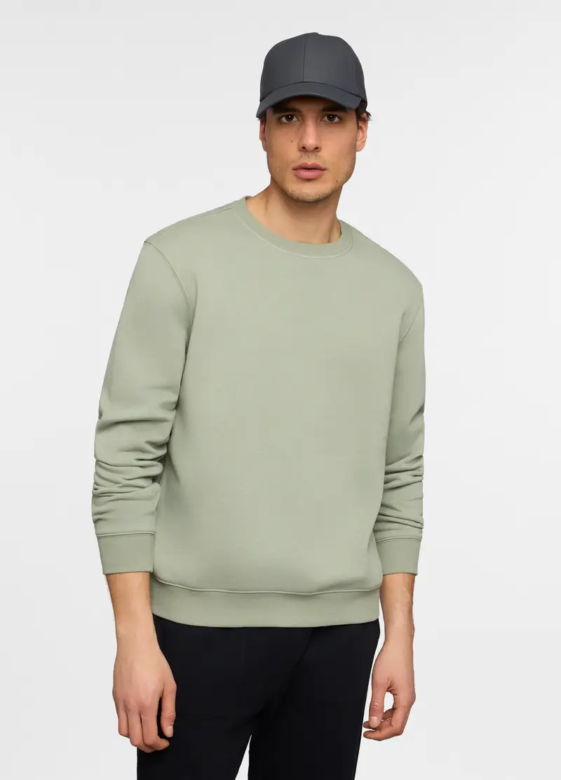 Felpa Girocollo In Misto Cotone Uomo, Unisex, Verde chiaro