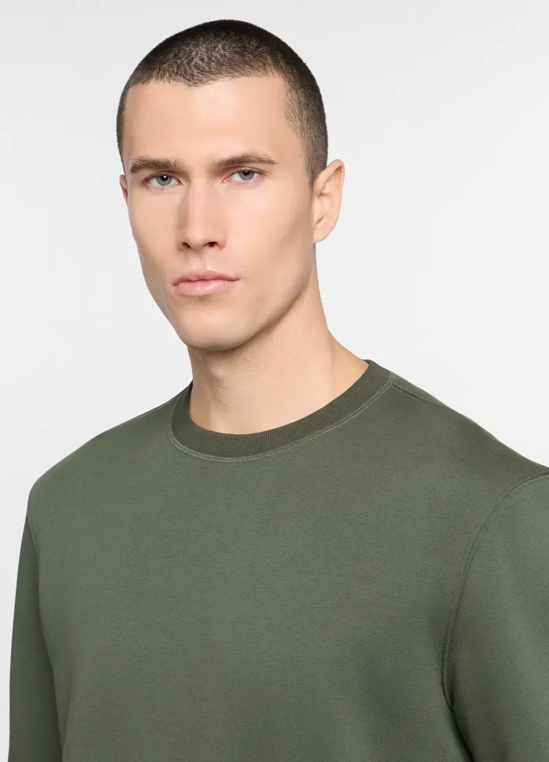 Felpa Girocollo In Misto Cotone Uomo, Unisex, Verde militare miniatura 3