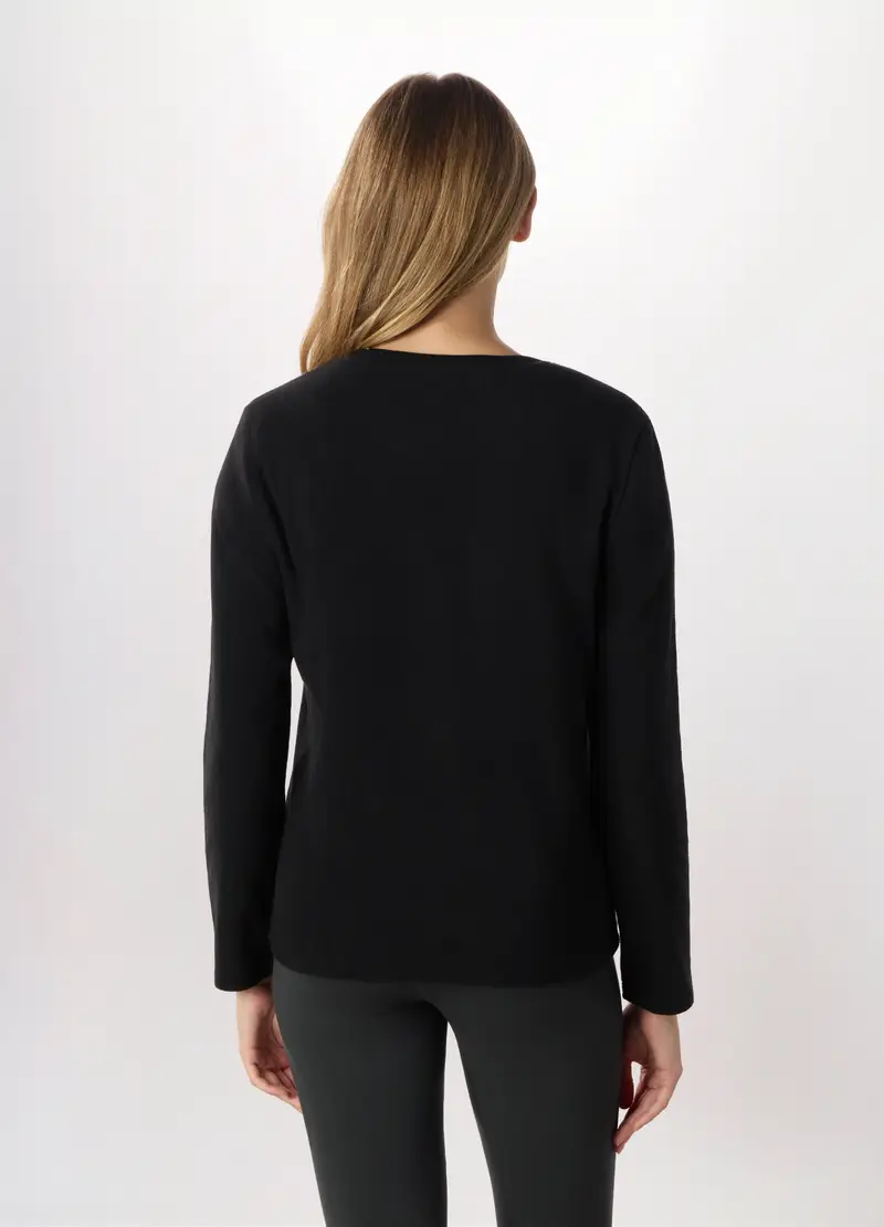 Felpa Girocollo In Pile Donna, Nero miniatura 2