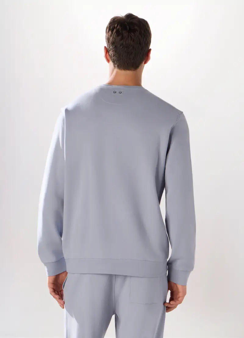 Felpa Girocollo In Puro Cotone Uomo, Unisex, Azzurro carta da zucchero miniatura 2