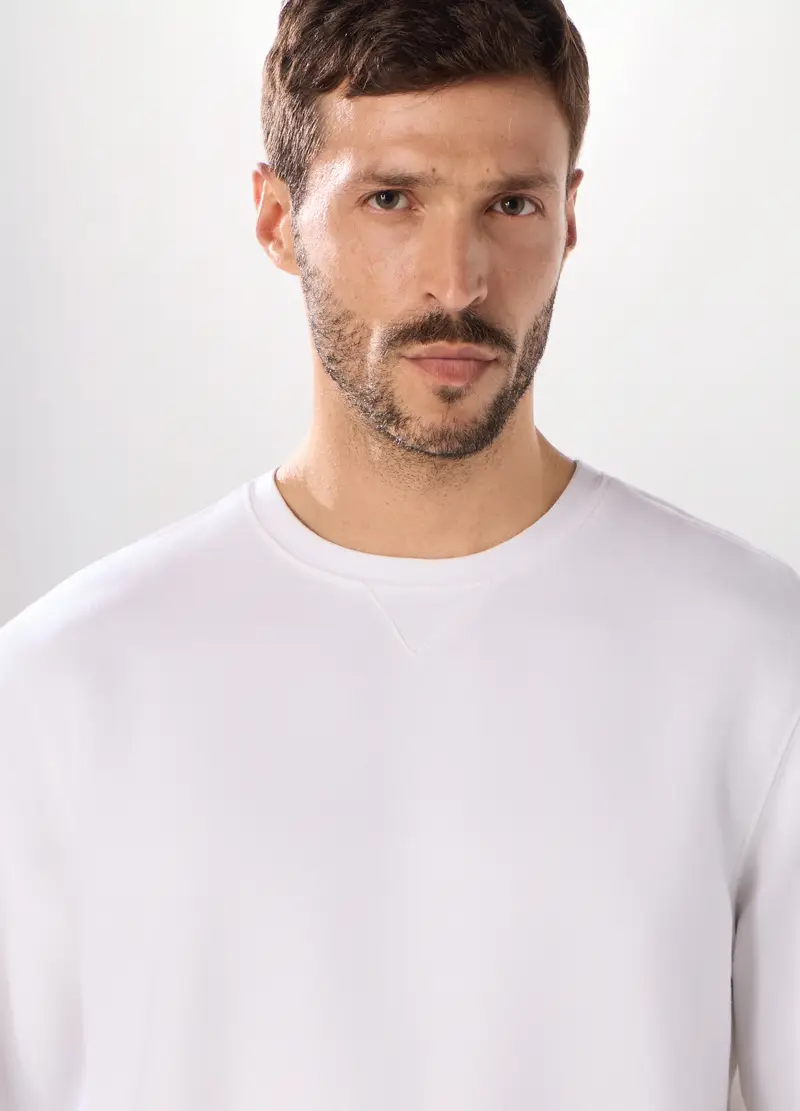 Upim, Felpa Girocollo In Puro Cotone Uomo, Unisex, Bianco ottico, Taglia: M miniatura 2