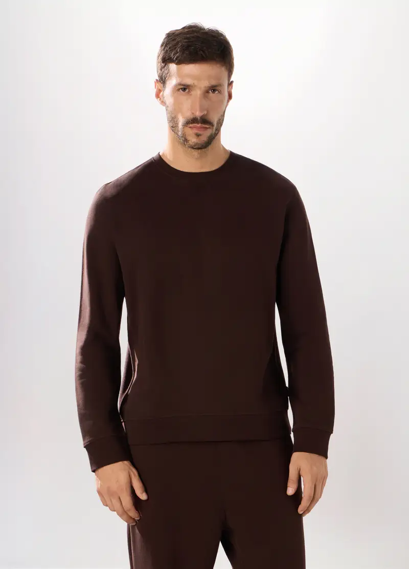 Upim, Felpa Girocollo In Puro Cotone Uomo, Unisex, Marrone scuro, Taglia: S