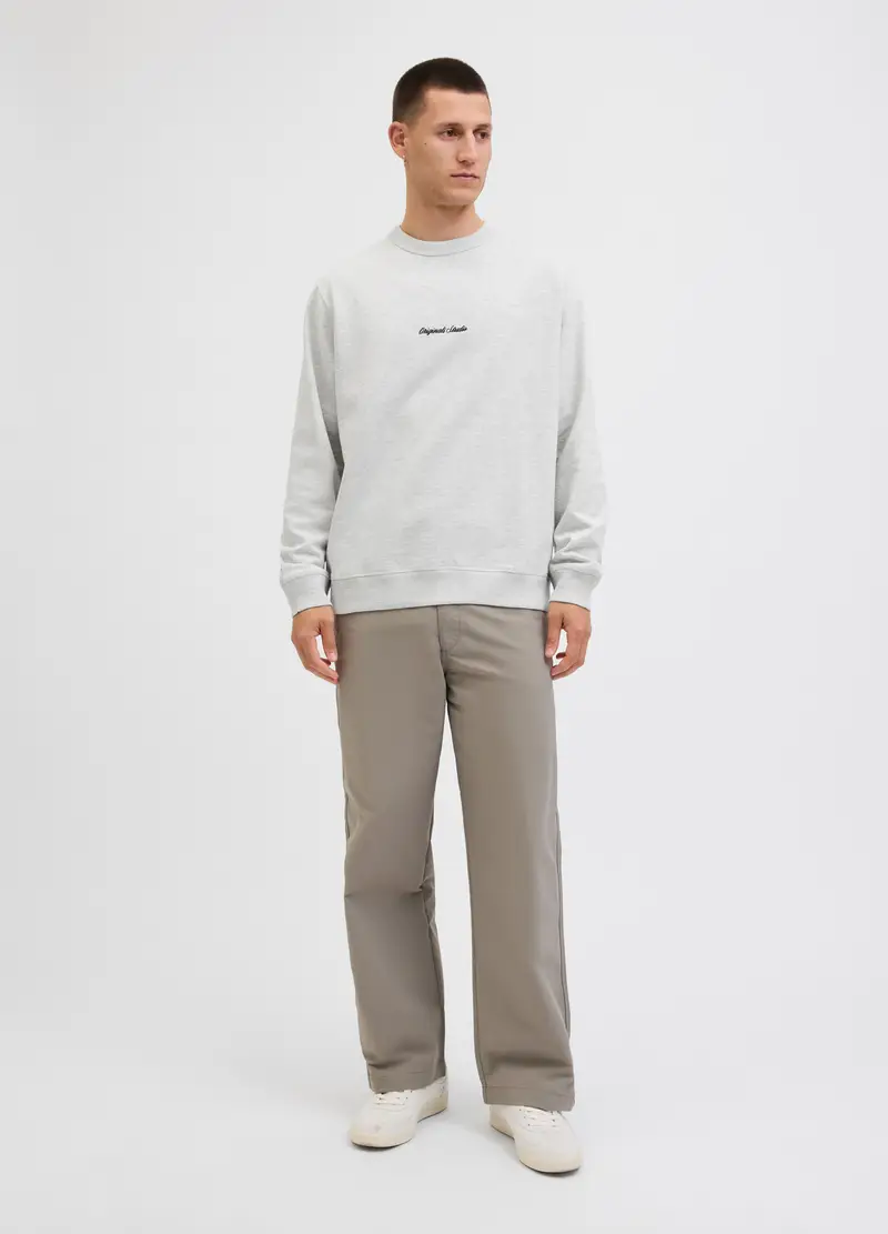 Felpa Girocollo Oversize Con Logo Uomo, Unisex, Grigio chiaro melange miniatura 3