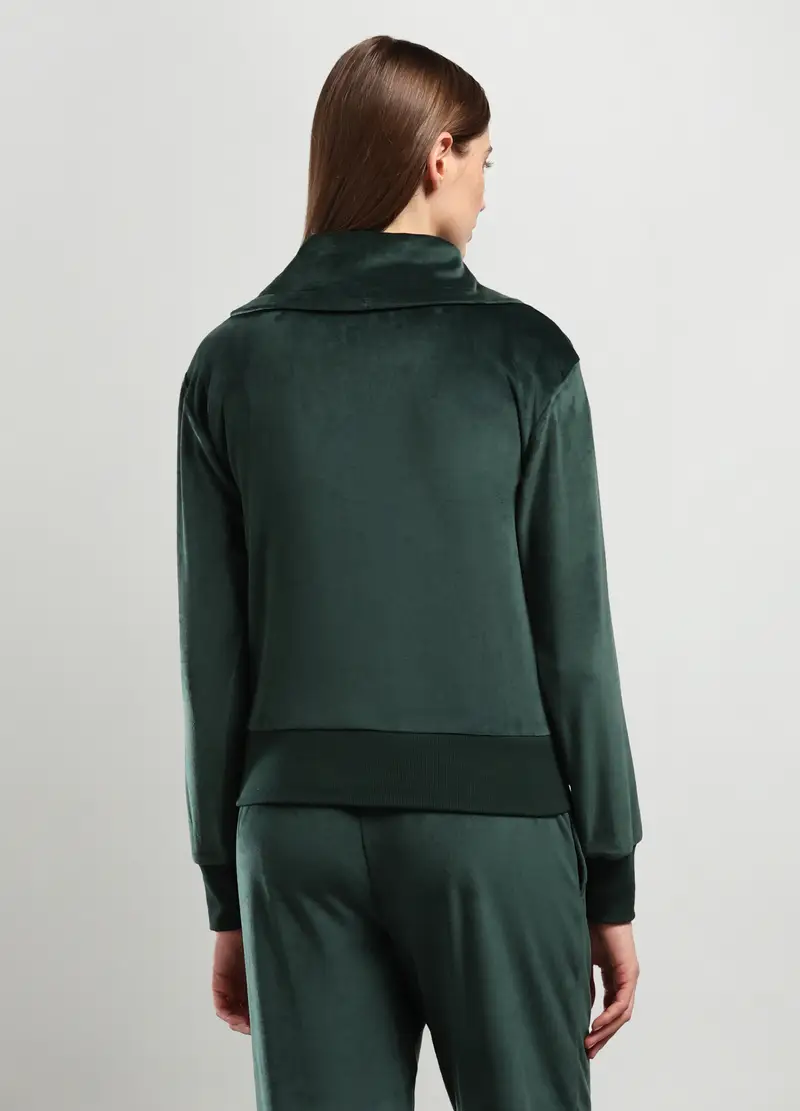 Felpa In Ciniglia Donna, Verde muschio miniatura 2