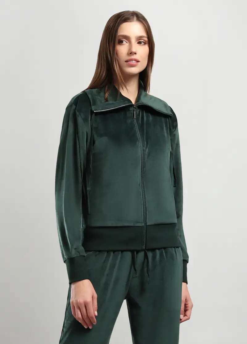 Felpa In Ciniglia Donna, Verde muschio