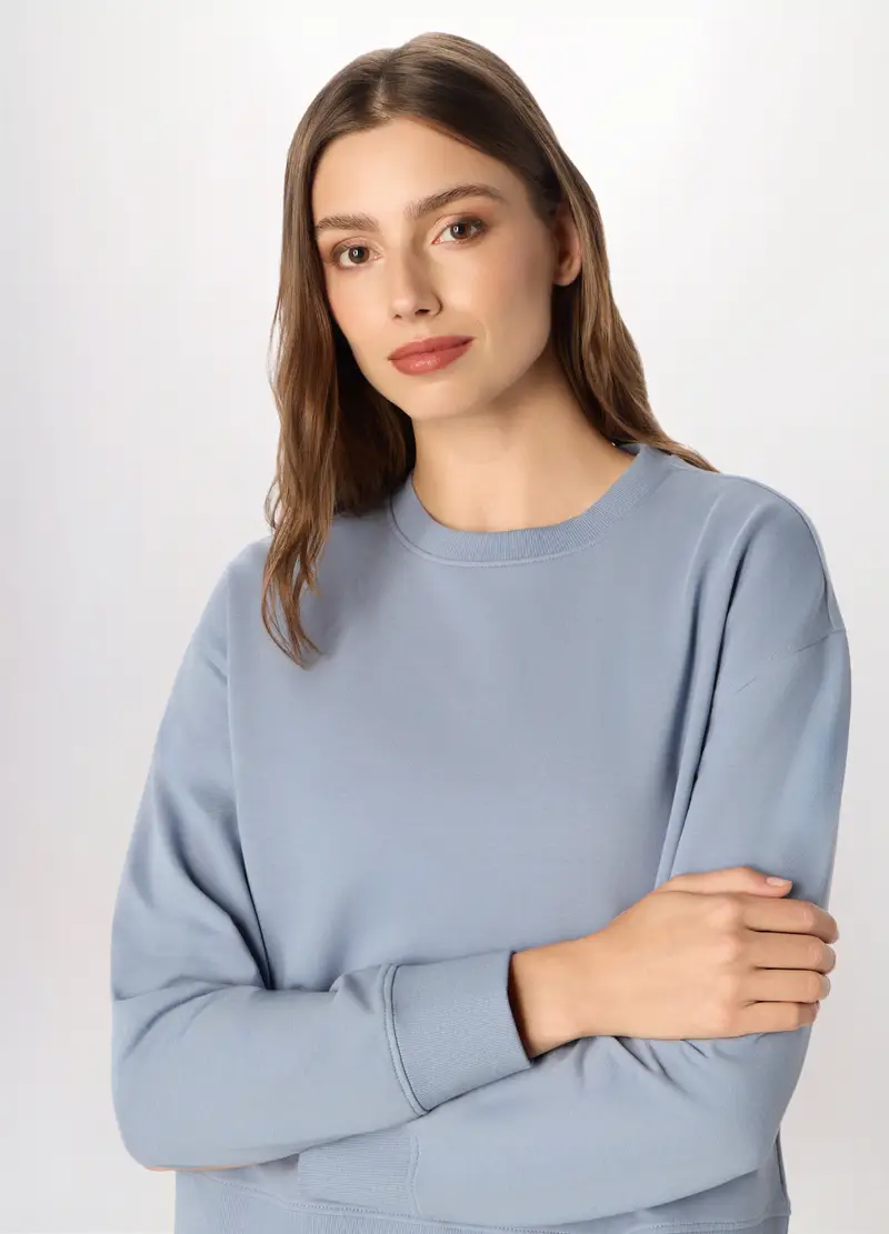 Felpa In Cotone Stretch Holistic Fitness Donna, Azzurro chiaro miniatura 3