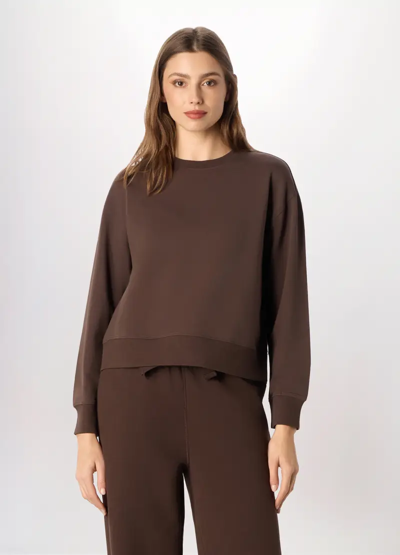 Felpa In Cotone Stretch Holistic Fitness Donna, Marrone cioccolato