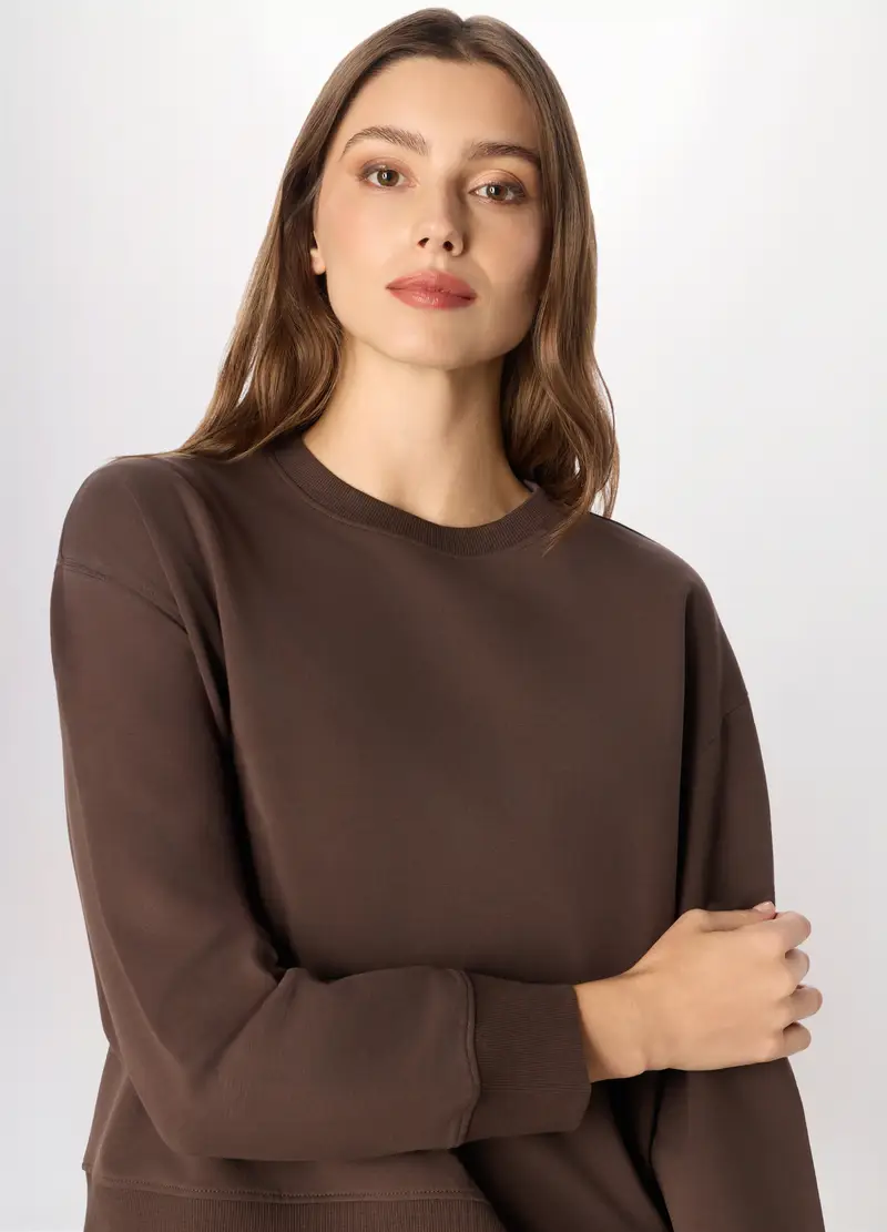 Felpa In Cotone Stretch Holistic Fitness Donna, Marrone cioccolato miniatura 3