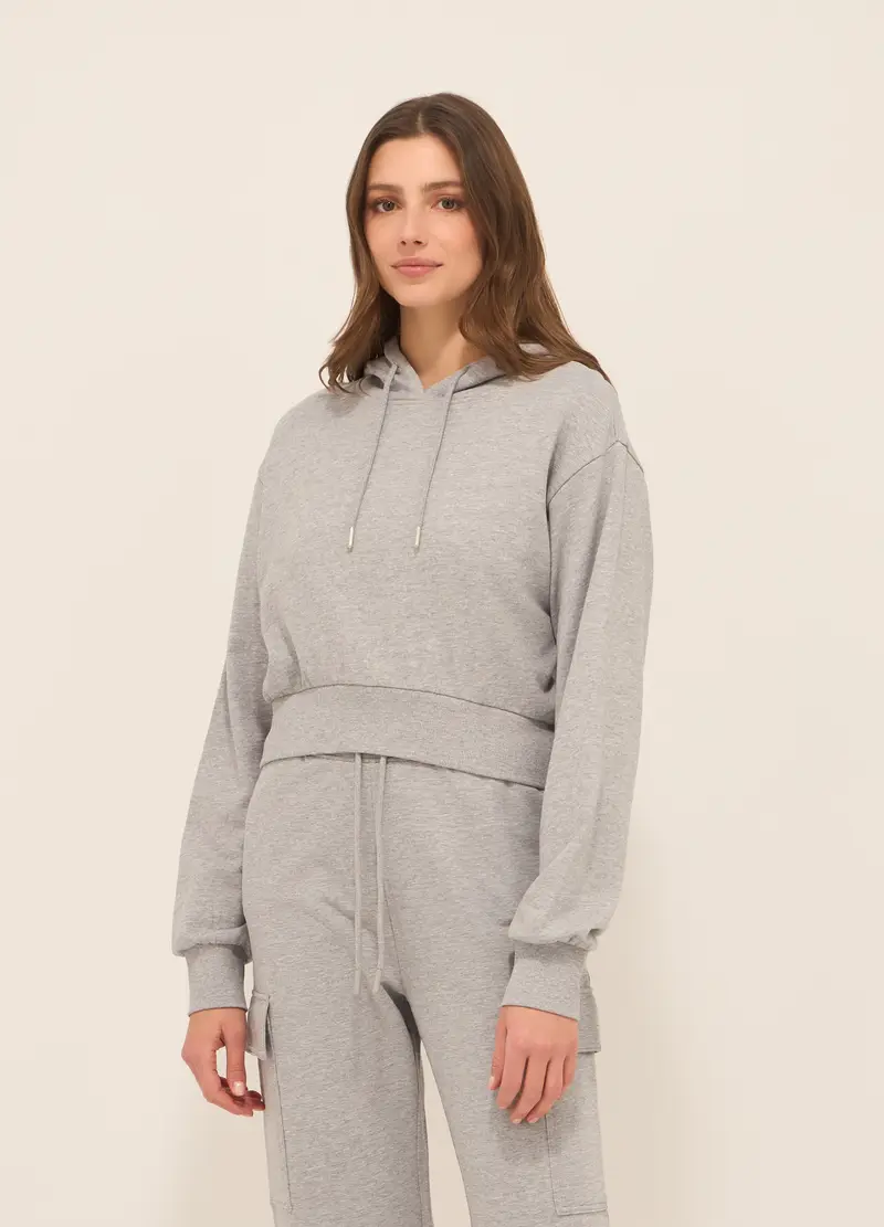 Upim, Felpa In French Terry Di Cotone Mélange Donna, Grigio chiaro melange, Taglia: XS