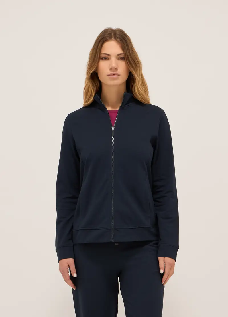 Upim, Felpa In French Terry Di Cotone Stretch Donna, Blu navy, Taglia: S
