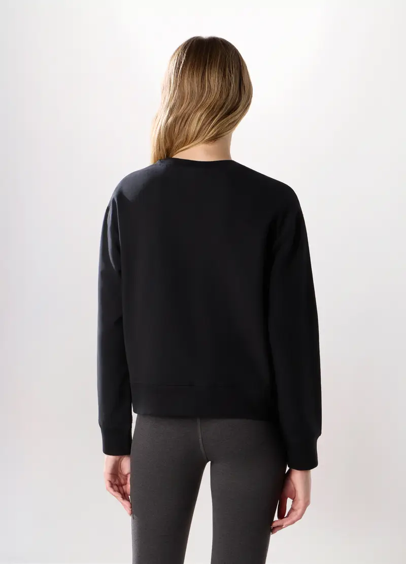 Felpa In French Terry Di Cotone Stretch Donna, Nero miniatura 2