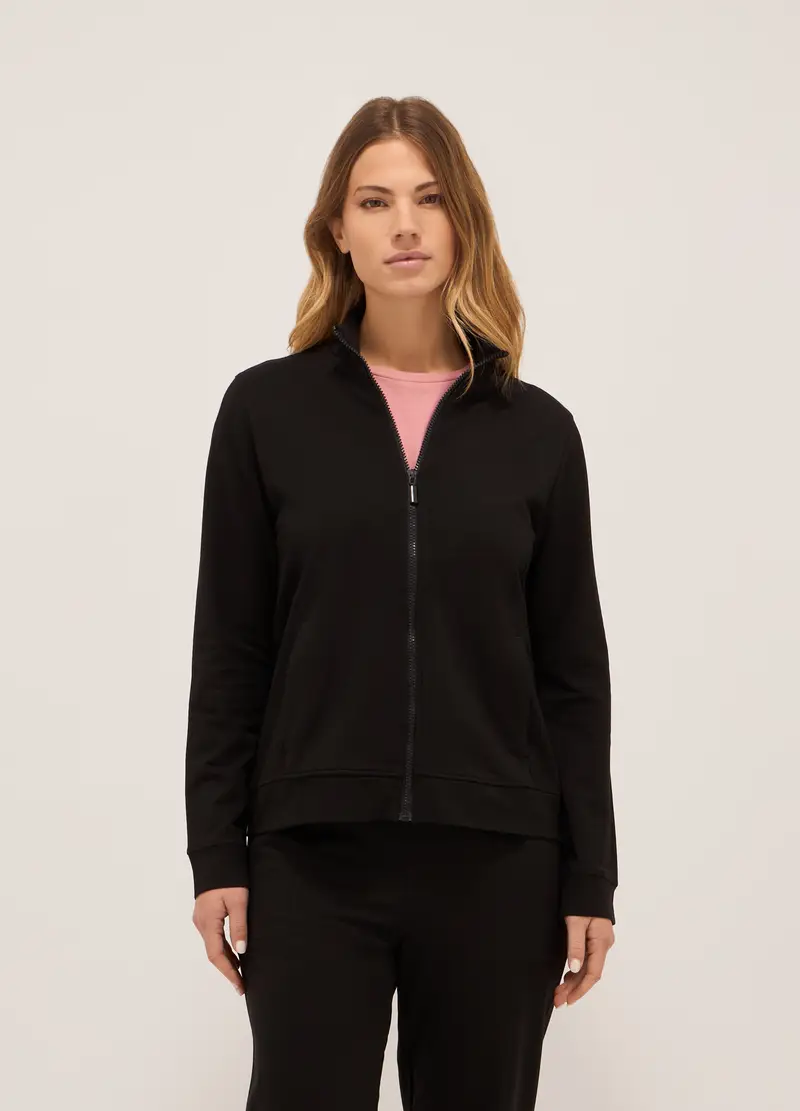 Upim, Felpa In French Terry Di Cotone Stretch Donna, Nero, Taglia: S